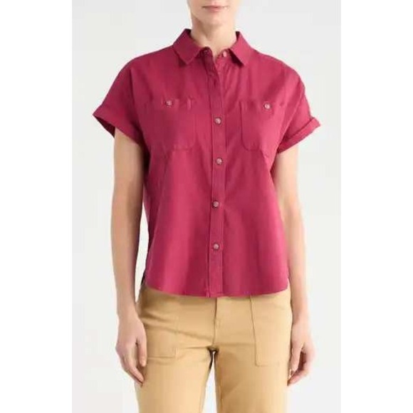 Tommy Bahama Tops - Tommy Bahama Tropical Twist IslandZone Camp Shirt Women's XS Rhumba Pink